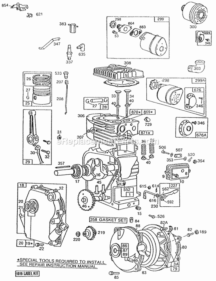 CylOil FillPistonMufflers Diagram and Parts List for 112202-0147-99  Briggs and Stratton Engine